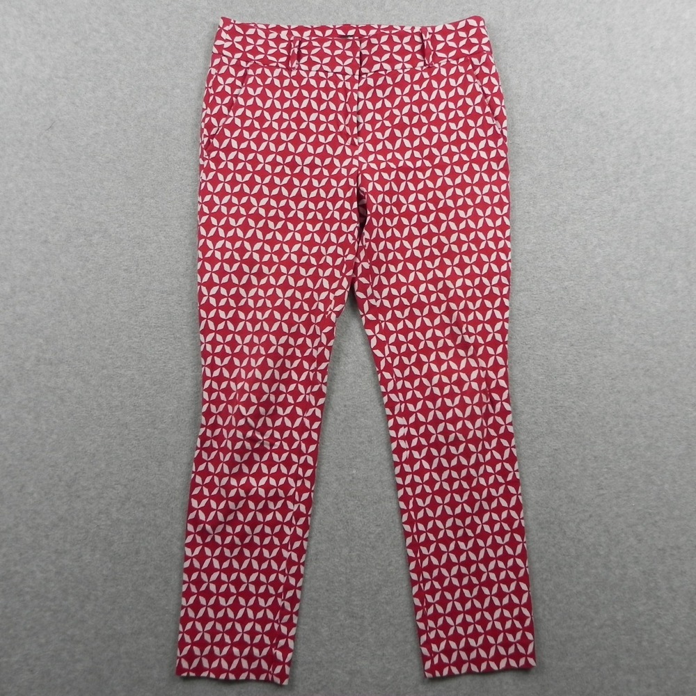 Ann Taylor Loft Pants Womens 4 Marisa Skinny Ankle Business Casual Red Geometric